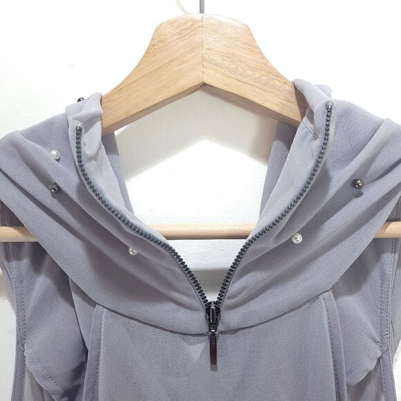 RW&CO. Gray Sleeveless Slouch Collar Top with Pearl Beads - Picture 6 of 6